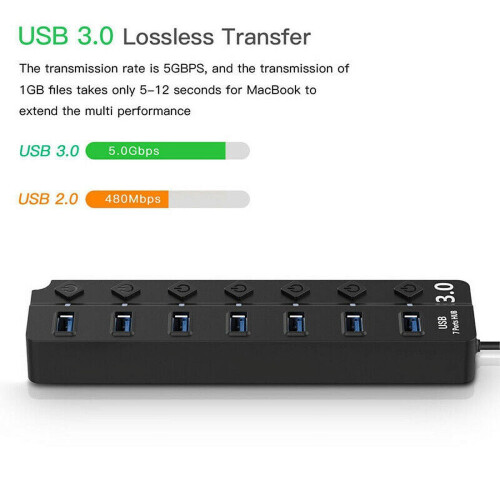 Feiona USB3.0HUB2.0HUB Multi USB Splitter4/7Port Expander Multiple Protection USB3Hab Adapter USB3.0Hub With Switch For PC 2