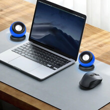 Haut-parleurs Gnobogi Mini et Compact Desktop 2.0 USB pour ordinateur portable et de bureau, petits haut-parleurs neutres Magics Ball, système audio