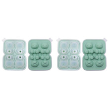 Tavă pentru cuburi de gheață din silicon cu 4 grile, forme distractive, calitate alimentară, cu capac tip pâlnie, eliberare ușoară, 2 bucăți