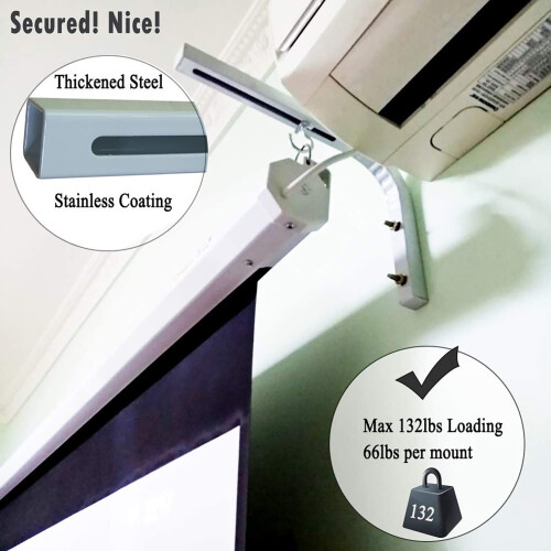 Universal Projector Screen Mount L-Bracket 11 in Longer Wall Hanging Mount Adjustable Extension with Hook 2