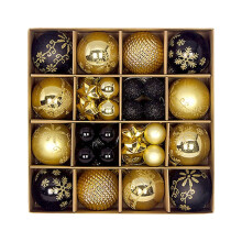 Guanhe 44Pcs Christmas Hanging Ball Ornaments Shatterproof, Black Gold Christmas Ornaments for Xmas Party Holiday Wedding Decoration