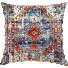 Capa de almofada boho 45x45cm, capa de almofada de linho com design étnico azul e vermelho para sofá, cama, carro, almofadas decorativas boêmias