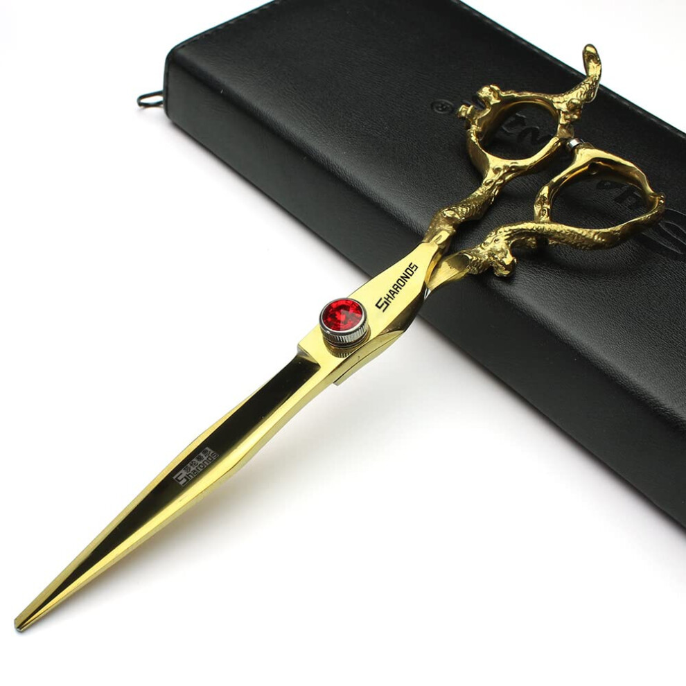 Gold 6 Inch Japan 440C Stainless Steel Hair Cutting Scissors, Professional Hairdressing Shears
