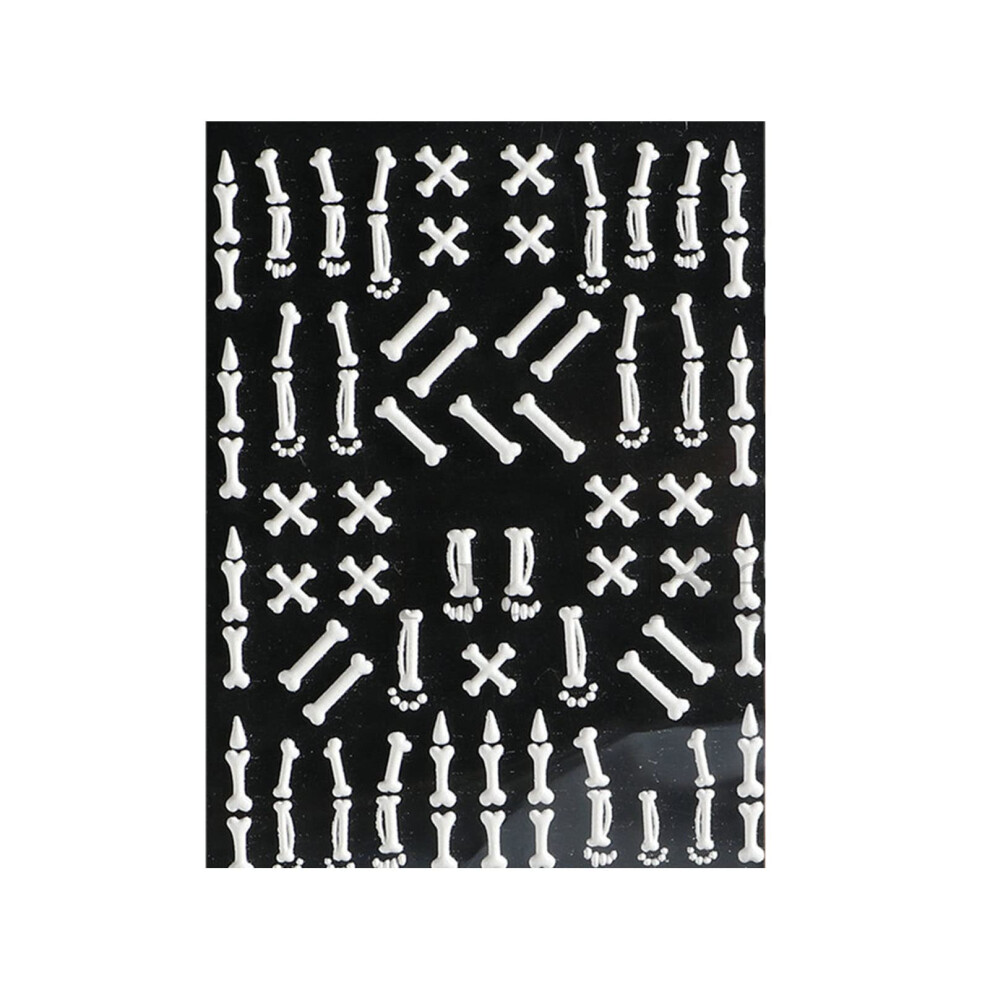 3X Set 5D Halloween Nail Art Stickers Embossed Skull and Spider Web Decals for DIY Manicure