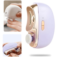 Electric Nail Clipper for Seniors with LED Light, 2 in 1 Trimming, Safe Blade, Purple