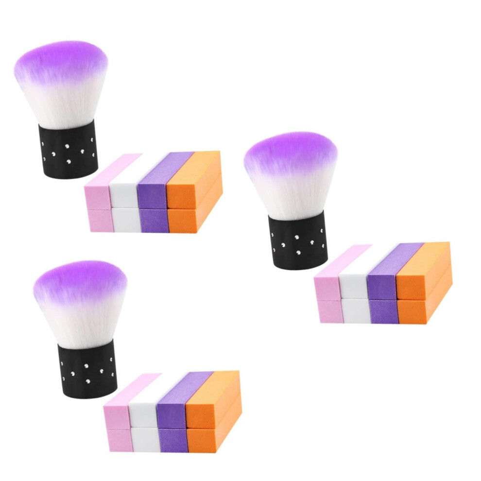 Nail Art Sponge Brush Set for Ombre Gradient with Elastic Applicator and Cleaning Brush