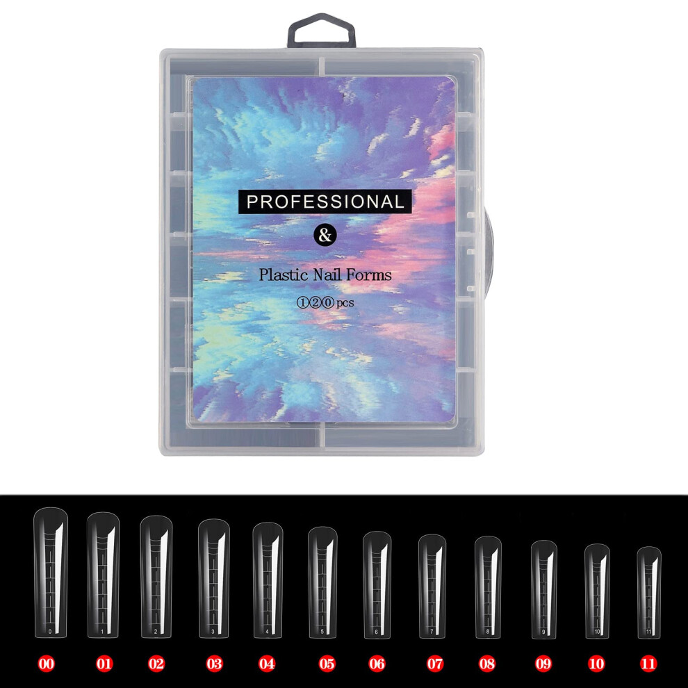 Clear Transparent Dual Nail Extension Forms with Scale Guide, Full Cover Nail Tips for Acrylic and Gel