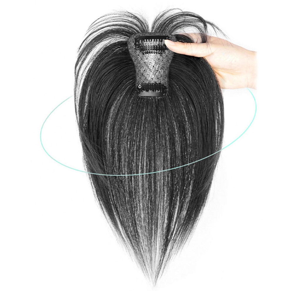 Unisex Hair Topper With Bangs Human Hair Clip In Crown Hairpiece For Women Instant Volume Natural Blend