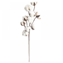 Prettyui-10 Heads Dried Cotton Stems Farmhouse Artificial Flower Filler Home Room Decor