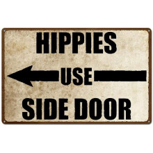 Plaque en métal décorative murale vintage hippie - Panneau de porte latérale - Panneau hippie personnalisé - Panneau de porte rustique - Panneau