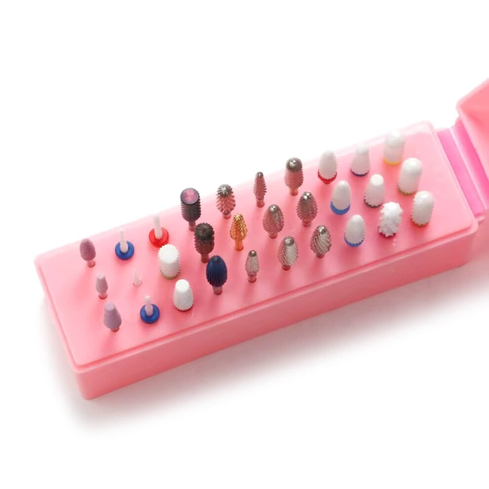 Nail Drill Bit Holder Organizer 30/48 Holes Manicure Drill Bit Storage Box for Salon and Home Use
