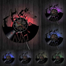 YiFudd Vinyl Record Wall Clock Double Wolf Vintage Wall Home Decor Stylized Wall Clock