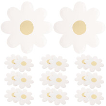 Eease papieren bordjes in bloemvorm, wegwerpbaar, 20 stuks, madeliefjesvormig, geschikt als dienblad voor feestjes en bruiloften.