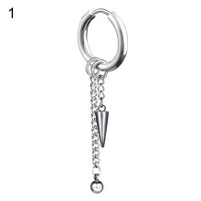 Ayyufe Pack Of 1 Men Long Chain Ear Piercing Loop Clip Hoop Earring