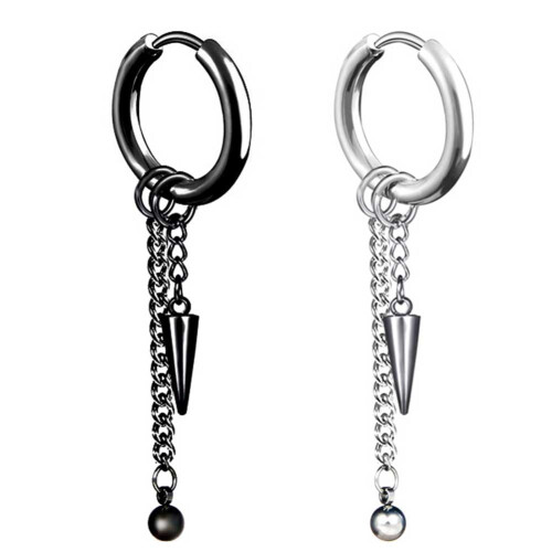 Ayyufe Pack Of1Men Long Chain Ear Piercing Loop Clip Hoop Earring 1