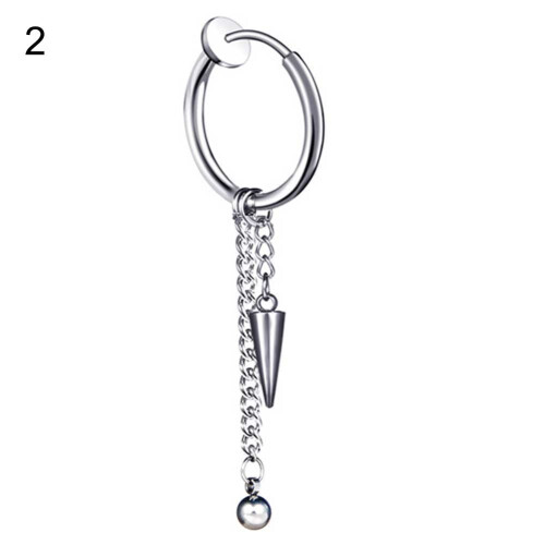 Ayyufe Pack Of1Men Long Chain Ear Piercing Loop Clip Hoop Earring 2