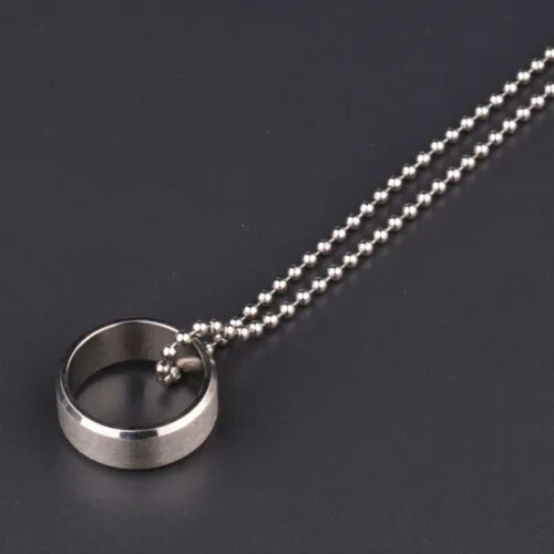 RSAMD Ανδρικό Γυναικείο Δαχτυλίδι Charm Circle με Ασημένιο Κολιέ από Ανοξείδωτο Ατσάλι 2