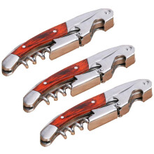 Professional Waiter Corkscrew Wine Key Set of 3, Long Rosewood Handle Stainless Steel Opener for Bar Restaurant, Sommelier, Bartenders