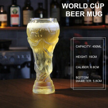 Soccer Trophy Design Beer Glass, Football-Shaped Premium Borosilicate Glass Cup for Sports Enthusiasts, Gift for Dads, Boyfriends, and Fans