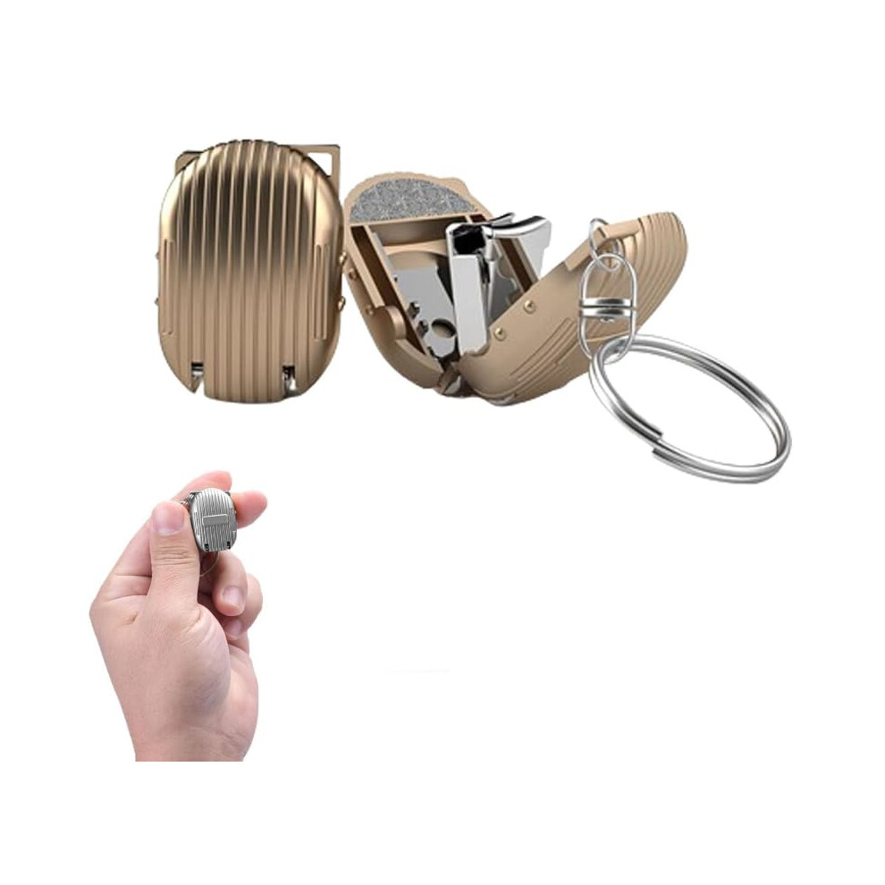 Gold Nail Clipper Keychain Folding Stainless Steel Compact Travel Manicure With Sharp Blades