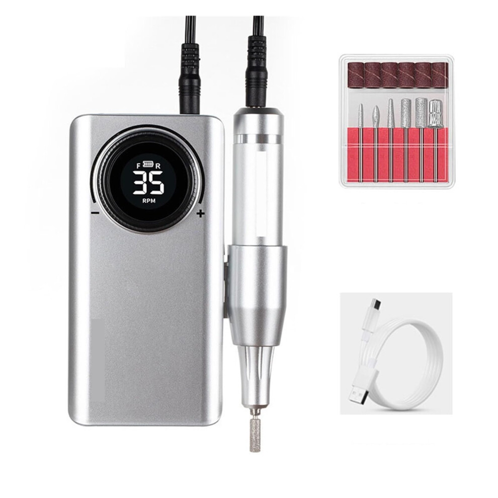 Electric Nail Drill 35000 RPM Rechargeable Cordless File for Acrylic Gel Nails Manicure Pedicure