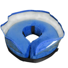 Inflatable Dog Cone Collar with Soft Healing Protection, Adjustable Plush Donut for PostSurgery Recovery Blue L