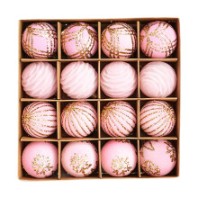 HOMYL 16 Pieces Christmas Ball Ornaments Baubles for Outdoor New Year Gift Wedding pink