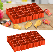 Fimeskey 25-holtes visvormige koekjesvormpjes, oranje plastic goudvisvormpjes set, geschikt voor kleine visvormige lekkernijen, 25 stuks