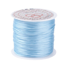 Rolle flaches elastisches Kristall-Perlenfaden für die Herstellung von Stretch-Armbändern, hellblau, 0,8 mm, 60 m/Rolle