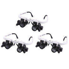 3 st - monterad mikroskop juvelerare förstoringsglas med LED-ljus 8X/15X/23X förstoringsglas för förstoringsglas luppar reparationsverktyg