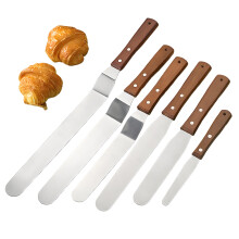 Professional Cake Icing Spatula Set with Wooden Handle, Multifunction Use Baking Tools for Decorating Cakes, Stainless Steel Frosting Spatulas with