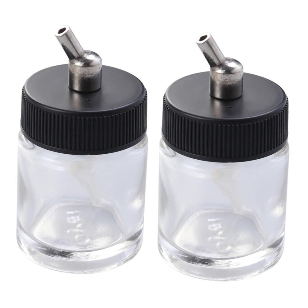 2Pcs 22Cc Glass Airbrush Paint Bottles With Caps, Siphon Feed, For Master And Badger Models 9044945826432