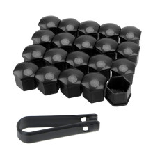 19mm Black Wheel Nut Covers Caps 20pcs for Alloy Rims Protects Bolt Heads Prevents Rust