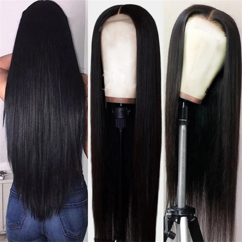 Unisex 13X6 Hd Lace Front Wig Human Hair Pre Plucked Brazilian Straight 200% Density For Women