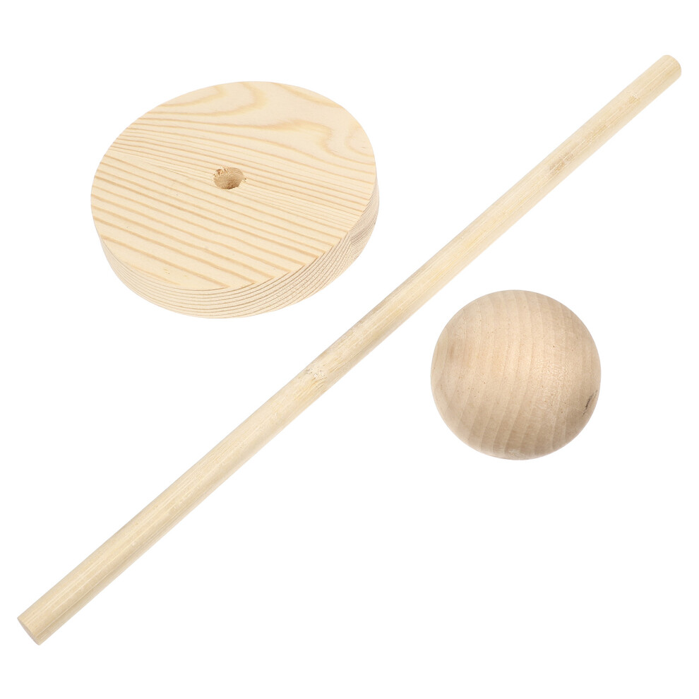 Solustre 3Pcs Professional Khaki Wood Wig Stand Holder For Storage Use