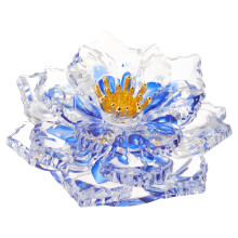 Elegant Blue Crystal Lotus Flower Indoor Decoration Sculpture