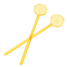 2Pcs Glass Bar Stir Sticks Lemon Design for Mixed Drinks