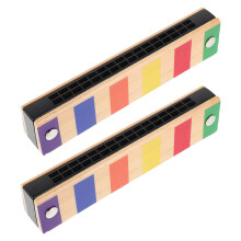 8Pcs Durable Wood Kids Harmonica 16 Hole Double Row Beginner Music Toy