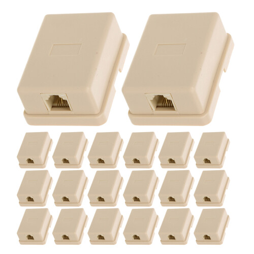20Pcs Single Hole Phone Line Cable Splitter Plastic Junction Box Beige