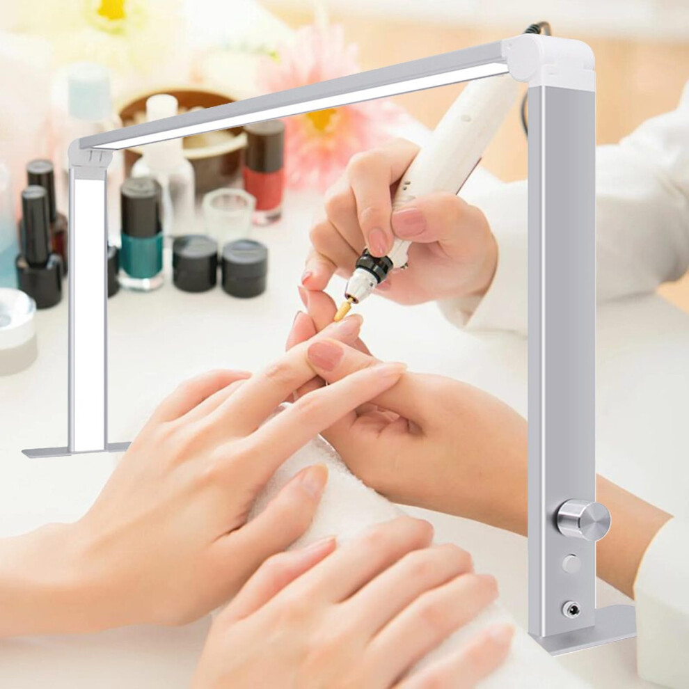 Silver Half Moon Nail Desk Lamp With Led, Adjustable Brightness And Color Temperature For Salon Manicure And Lash Extensions,