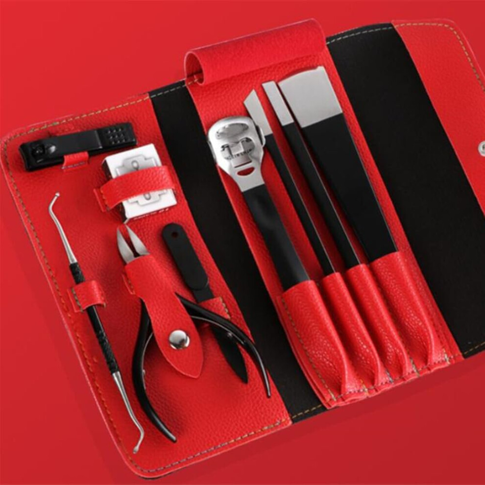 Toenail Clipper Nail Care Set with Ergonomic Nonslip Grip and Curved Precision Blade, 9PCS Black