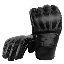 MMA Training Gloves PU Leather Half Finger with Open Palm Ergonomic Grip for Punch Bag Muay Thai