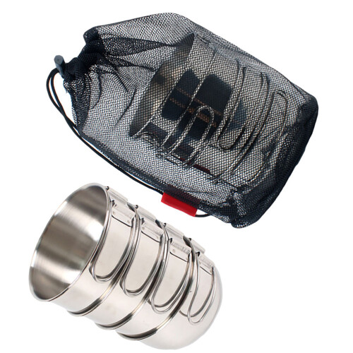 1Set Compact Silver Folding Bowls Stainless Steel Durable Outdoor Use