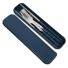5Pcs Lightweight Stainless Steel Camping Utensils Set Dark Blue