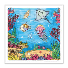 1 PVC-Stempel für DIY-Scrapbooking, Meereswelt, 100 x 100 mm