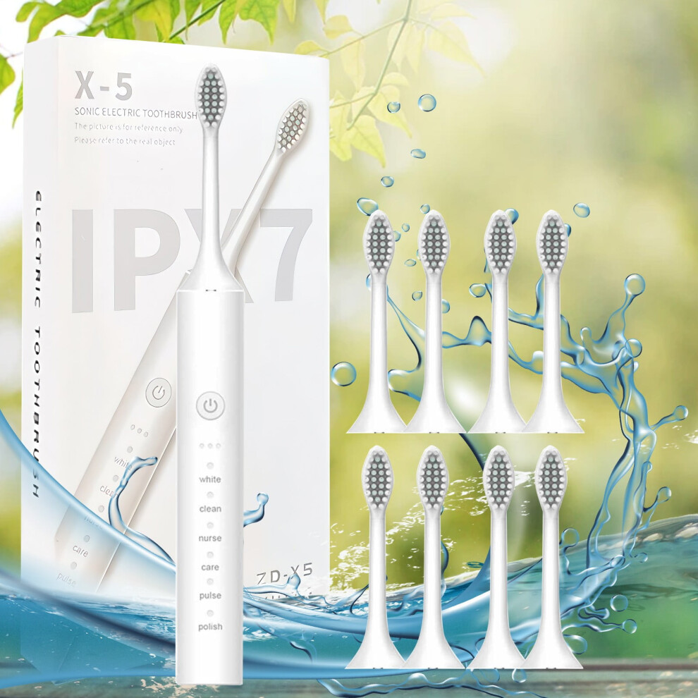 Lmueinov Electric Toothbrush with 8 Heads, 6-Speed Timer, IPX7 Waterproof, Long-Lasting Battery - Newly Upgraded