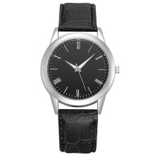 Elegante, klassische Herrenuhr – Stilvoll mit Lederarmband – Verschiedene Farben, schwarzes Leder