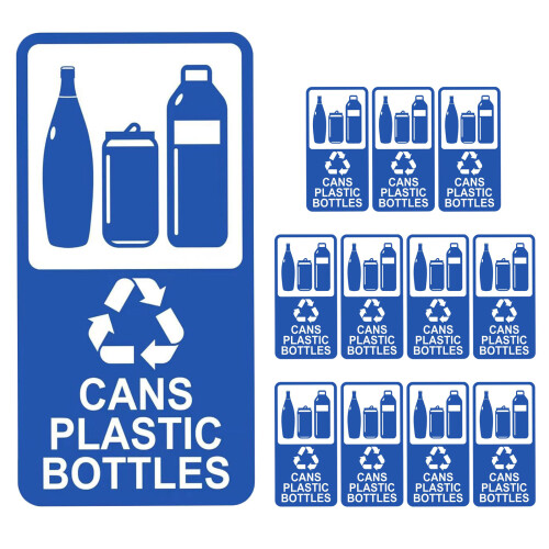 12Pcs Blue PVC Waterproof Recycle Label Stickers for