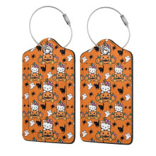 Hello Kitty rozsdamentes acél gyűrűs bőr poggyászcímke, vízálló igazolványtartó, 2,9" * 4,6", kompatibilis utazási kiegészítőkkel