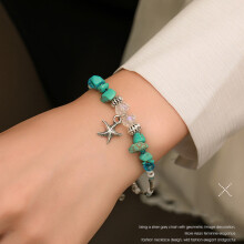 Jacenvly2024Nieuwe cadeaus Boho turquoise kralen enkelbandje met zeeschildpad strand enkelbandje sterling zilveren sieraden uitverkoop